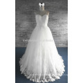 New collection classic block import lace trim appliqued sweep train wedding dress ML020